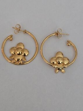 LV Gold Flower Hoop Earrings - Women Jewelry